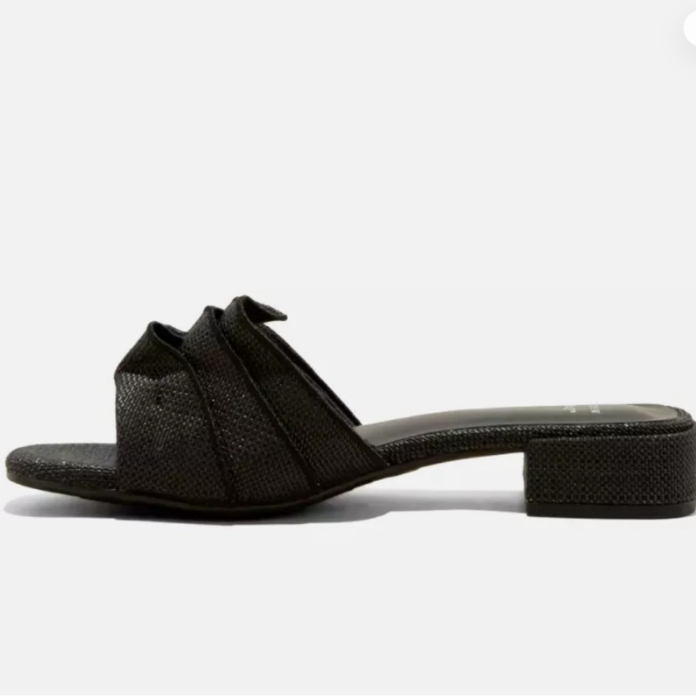 A New Day Lyta Raffia Ruffle Slide Sandals Memory Foam Insole Black - Picture 3 of 11